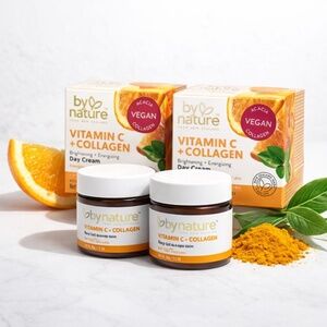 By Nature Vitamin C + Collagen Day Cream 2pc Bundle Brightening Vegan 2oz
